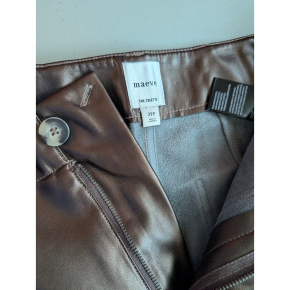 NWT Maeve The Colette Cropped Wide-Leg Faux Leather Pants Sz 29P Brown #7E505 - Picture 9 of 11